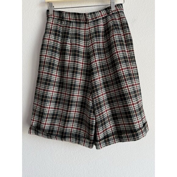 Vintage Talbots Size 10 100% Wool Plaid High Waisted Pleated Shorts Academia - Picture 7 of 16